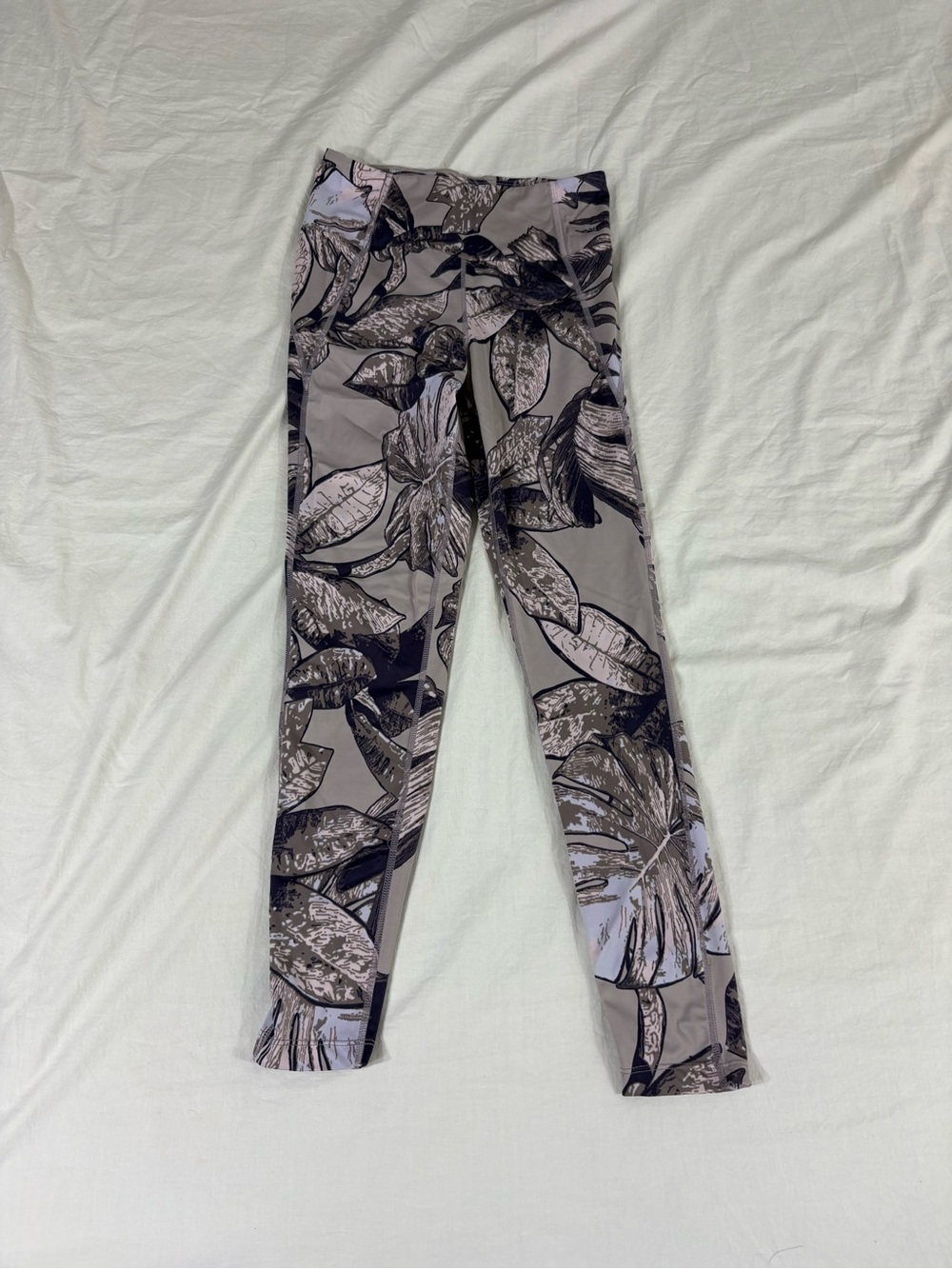 Maaji Women Light Purple Floral Athletic Compression Leggings Size S